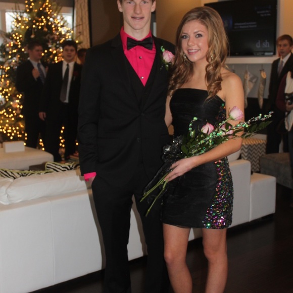 Hoco or holiday dress- black with beading - Picture 3 of 7